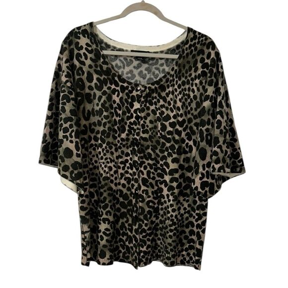 Grace Woman Leopard Print Short Dolman Sleeve Cardigan/Top(Size 14/16) - Picture 3 of 8